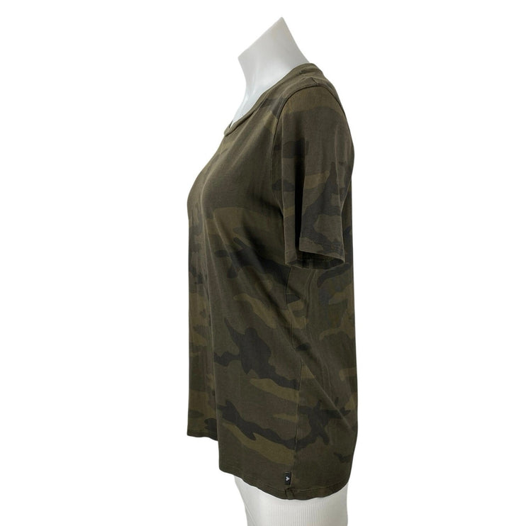 Aritzia TNA Women's Green Camo Army Military Short Sleeve T Shirt Tee Top Size M