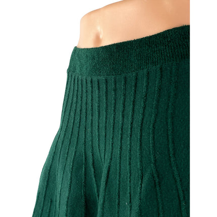 Anthropologie Meadow Rue Green Sweater Knit Pleated Mini Skater A-Line Skirt M