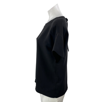Madewell Crepe Premium Bow Back Black Short Sleeve T Shirt Blouse Top Size XXS