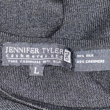 Jennifer Tyler Black Short Sleeves Cashmere Silk Crewneck Tee T-shirt Sweater L