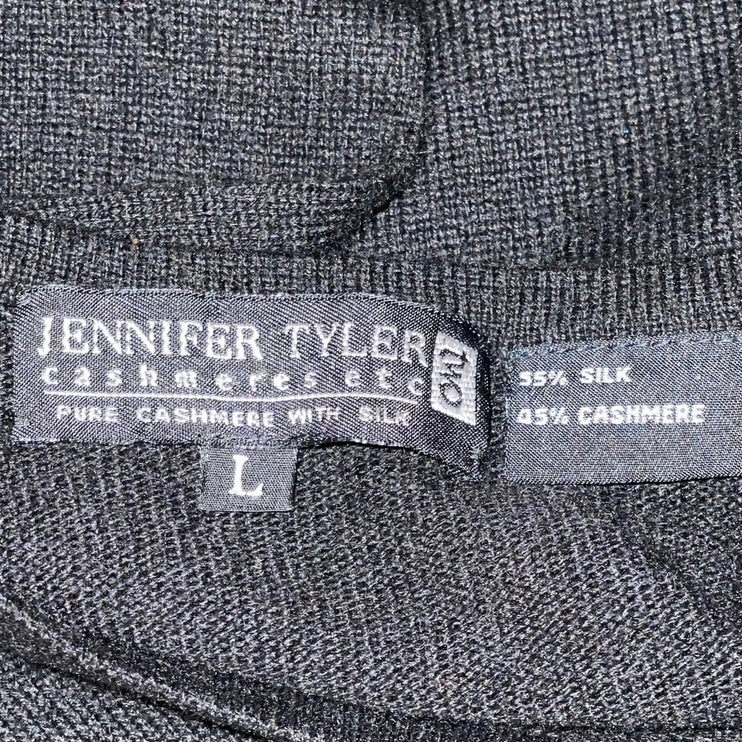 Jennifer Tyler Black Short Sleeves Cashmere Silk Crewneck Tee T-shirt Sweater L