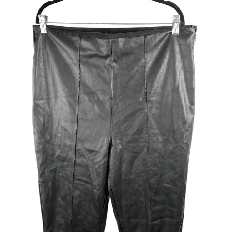 ASOS Design Black Faux Vegan Leather Skinny High Waist Trousers Pants Size 14