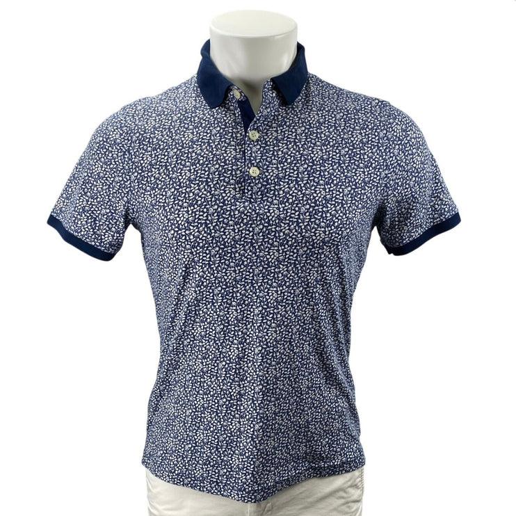 Banana Republic Men's Blue Floral Short Sleeve Golf Cotton Polo Shirt Top Size S