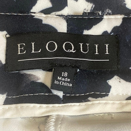 Eloquii Women's Black White Printed High Rise Stretch Straight Trousers Pants 18