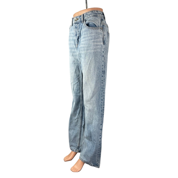 Zara Women's Blue Light Wash High Waisted Wide Leg Baggy Denim Jeans Size 6