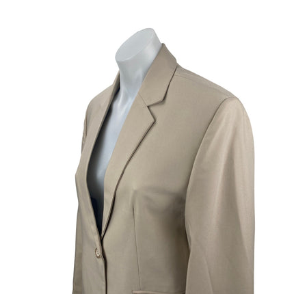 Women's Beige Notched Collar Long Sleeve Single Breasted Blazer Coat Jacket Sz S
