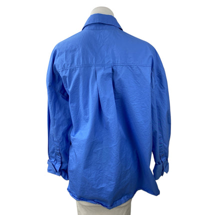 Zara Women's Royal Blue Collared Long Sleeve Button Down Shirt Blouse Top Sz XS