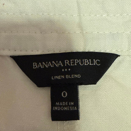 Banana Republic White Linen Button Knee Length Straight Pencil Cargo Skirt Sz 0