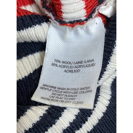 Nicholas Multicolor Wool Striped Rib Knit Mock Neck Short Sleeve Sweater Top M