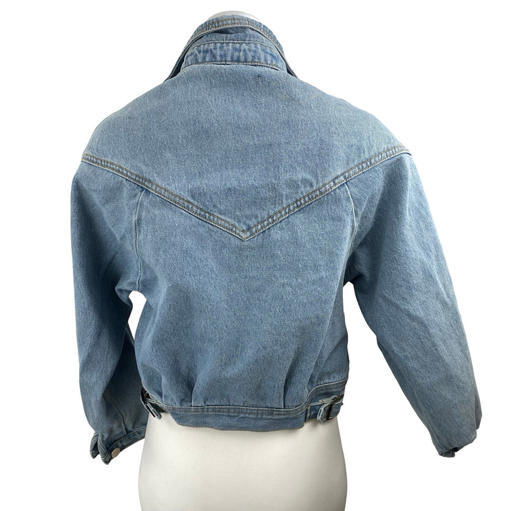 Brandy Melville Women's Collared Long Sleeve Crop Trucker Denim Coat Jacket Sz M