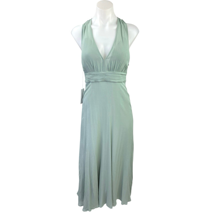 NEW Reformation Green Rosalind Halter Plunge V Cocktail A Line Maxi Dress Size 2