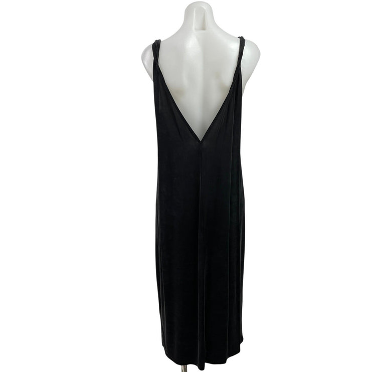 & Other Stories Women's Black Sleeveless Plunge V Neck Maxi A-Line Tank Dress M