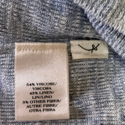 Ann Taylor Blue Ribbed Knit Long Sleeve Scoop Neck Linen T Shirt Tee Top Size XS