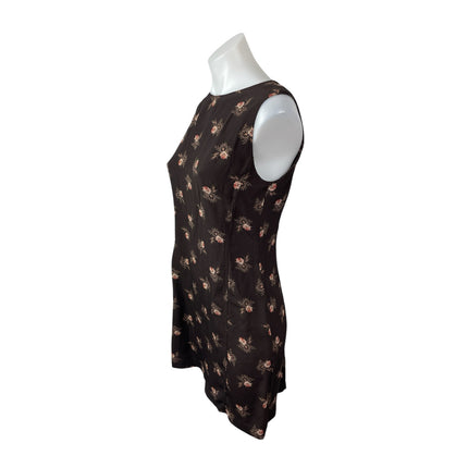 Country Road Women's Black Floral Sleeveless Crew Neck Tank Mini Dress Size 8