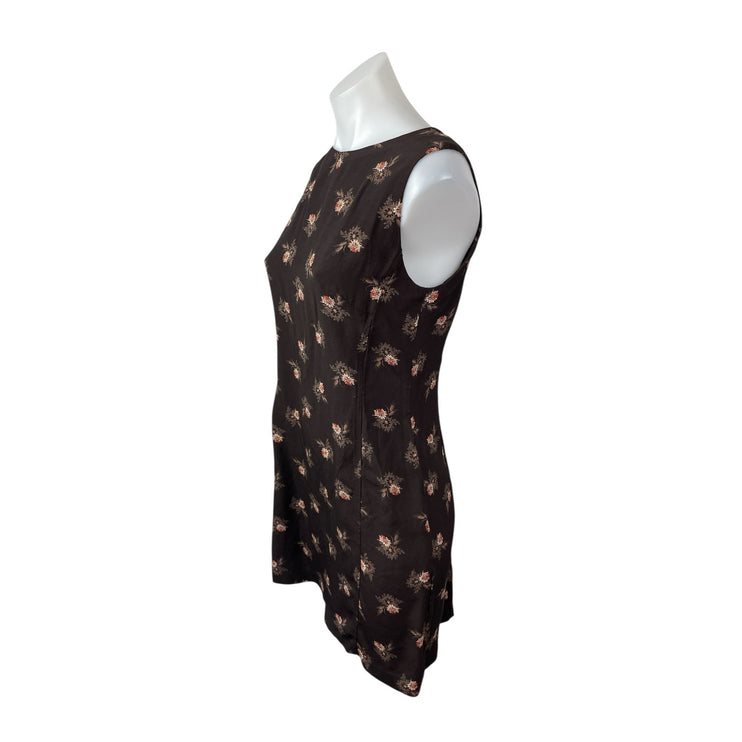 Country Road Women's Black Floral Sleeveless Crew Neck Tank Mini Dress Size 8