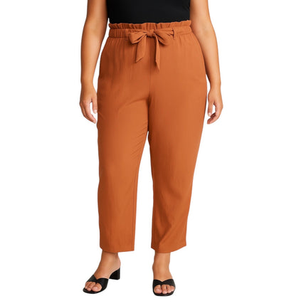 Ann Taylor LOFT Women's Rust Brown Belted Paperbag Cropped Trousers Pants Size L