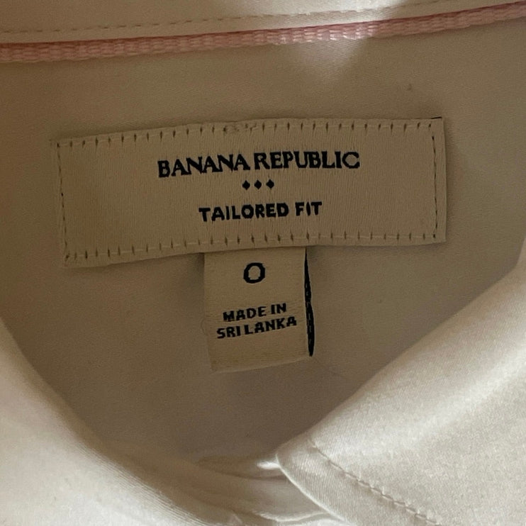 Banana Republic Riley White Collared Long Sleeve Button Up Tailored Shirt Top 0