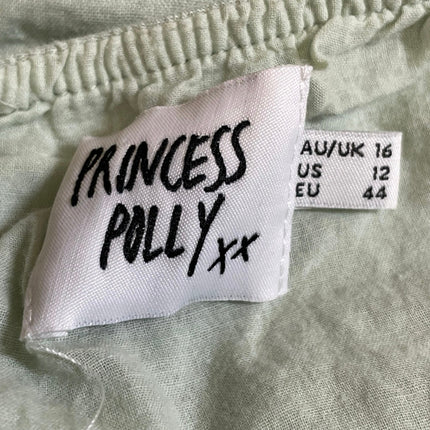 Princess Polly Empress of Love Green Linen Ruffle Mini Cami Tank A-Line Dress 12