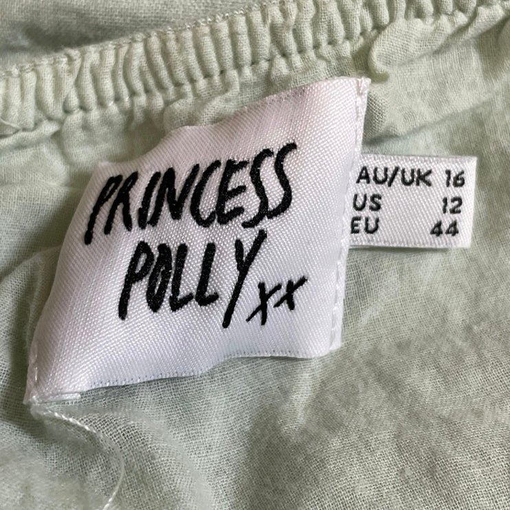 Princess Polly Empress of Love Green Linen Ruffle Mini Cami Tank A-Line Dress 12