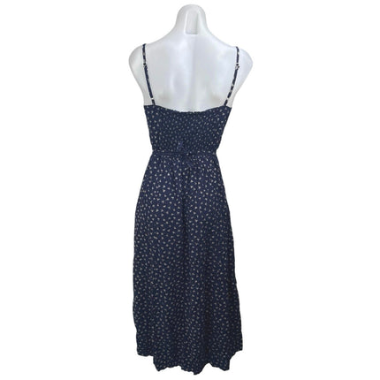 John Galt Blue Floral Sleeveless Cami Camisole Tie Back Midi A-Line Dress Size S