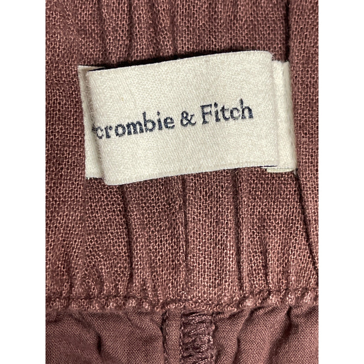 Abercrombie & Fitch Brown Linen Pleated High Elastic Waist Wide Leg Shorts Sz L