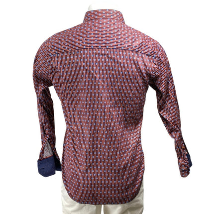 Luchiano Visconti Maroon Floral Striped Long Sleeve Button Down Shirt Top Size S