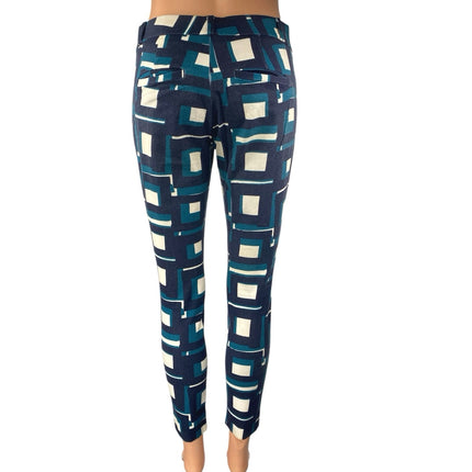Banana Republic Sloan Multicolor Geometric Print Skinny Ankle Trousers Pants 00