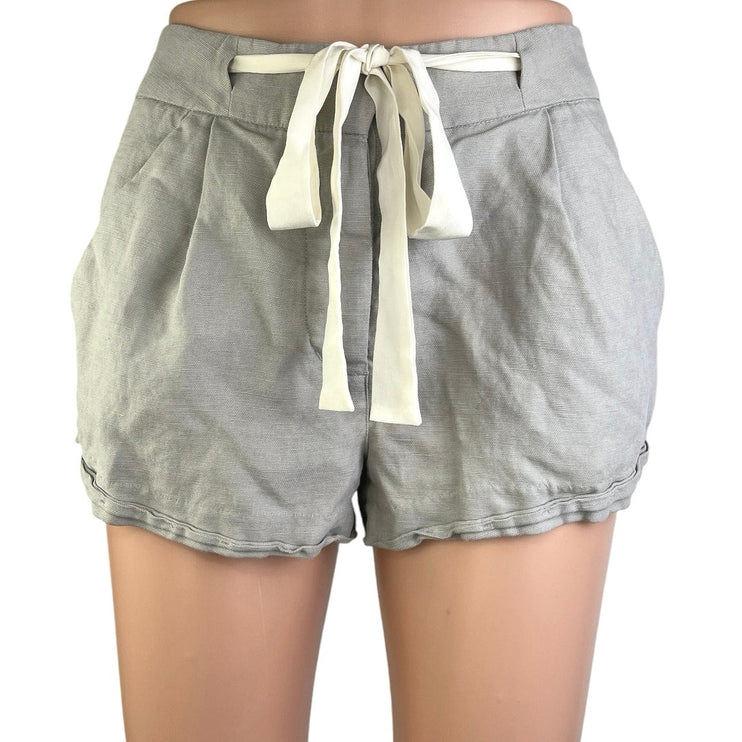 Aritzia Wilfred Gray Linen Drawstring Pleated High Waisted Casual Shorts Size 2