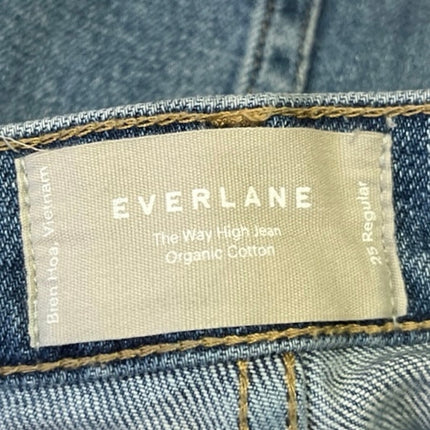 Everlane The Way High Women's Blue Straight Wide Leg Raw Hem Denim Jeans Size 25