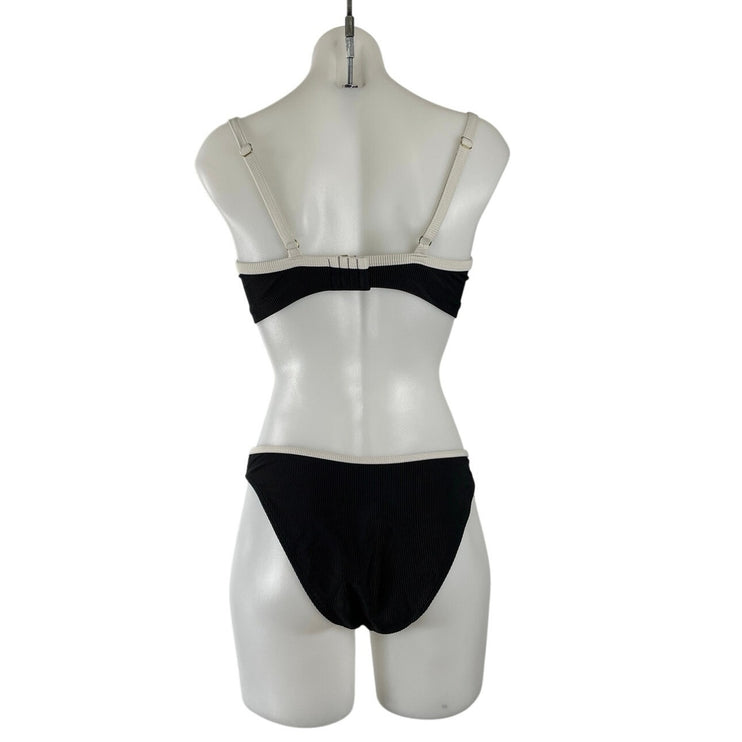 Abercrombie & Fitch Black Ribbed Wide Strap Underwire Cami Bikini Swimwear Set M