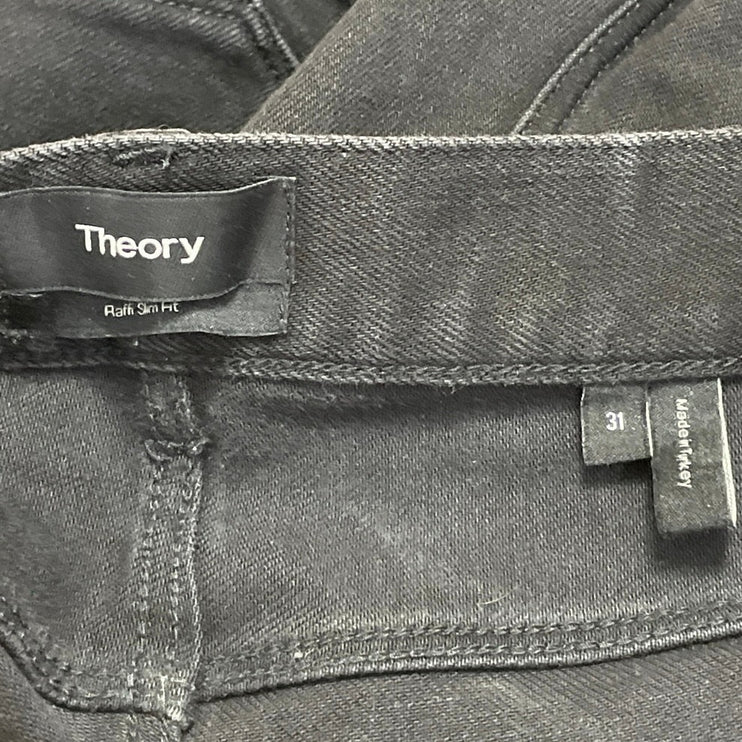 Theory Men's Black Mid Rise Casual Pocket Straight Leg Denim Jeans Size 31
