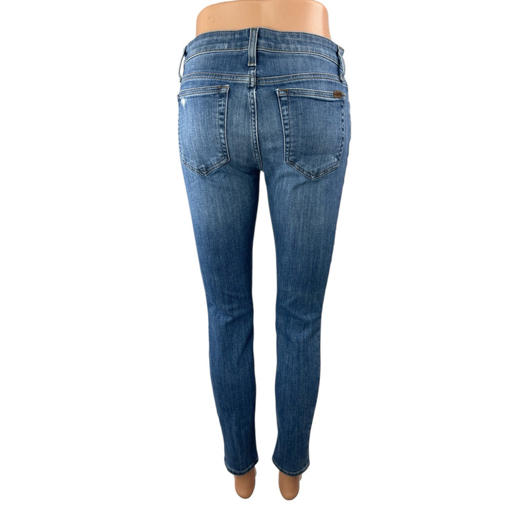 Joe's Women's Blue Distressed Mid Rise Slim Skinny Denim Jeans Pants Size W27