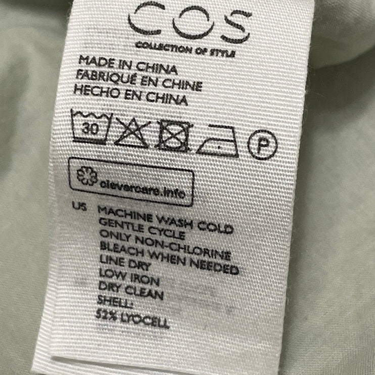 COS Women's Sage Green Sleeveless Drape Bubble Hem Tank Mini Dress Size 10