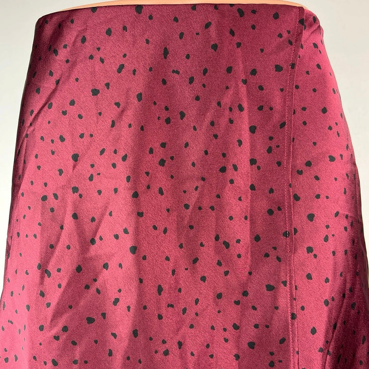 Abercrombie & Fitch Purple Black Dots Silk Satin Mini Slip A-Line Wrap Skirt XXS