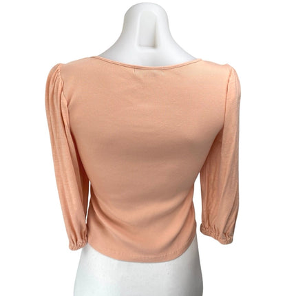 Sanctuary Women's Orange Rib Knit Long Sleeve Square Neck Blouse Top Size XS