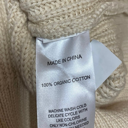 NEW Quince Women's Cream Chunky Rib Knit Collar Long Sleeve Polo Sweater Top XL