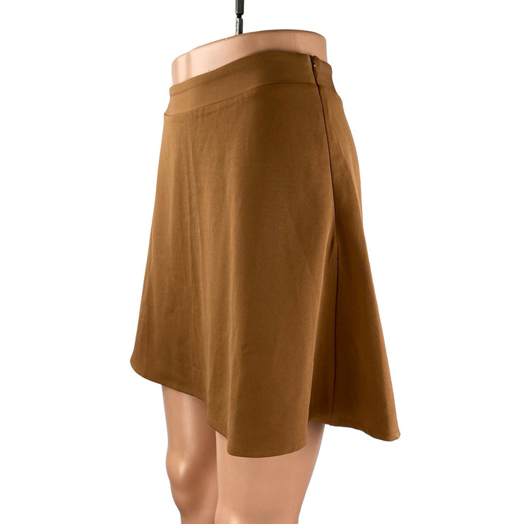 Tobi Women's Brown High Rise Minimalist Sports Mini Skater Flare A-Line Skirt S
