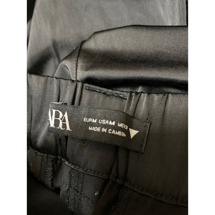 Zara Women's Black Gigh Waisted Zip Up Windbreaker Baggy Wide Leg Cargo Pants M