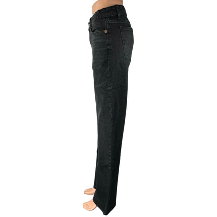 Zara Women's Black Mid Rise Relaxed Fit Stretch Casual Straight Denim Jeans Sz 6