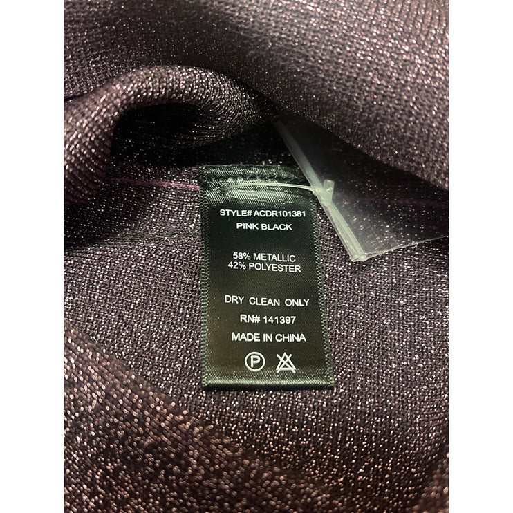 ASTR The Label Purple Metallic Long Puff Sleeve Sweater Mini Bodycon Dress Sz M