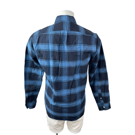 J.Crew Men's Blue Plaid Flannel Slim Oxford Long Sleeve Button Down Shirt Top M