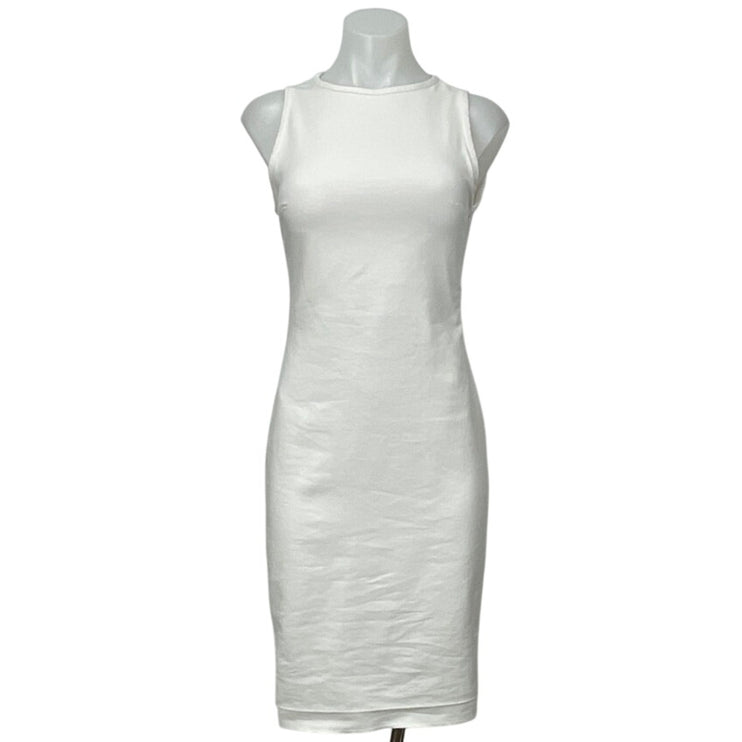 Zara Women's White Sleeveless Open Back Slim Midi Tank Sheath Bodycon Dress XS