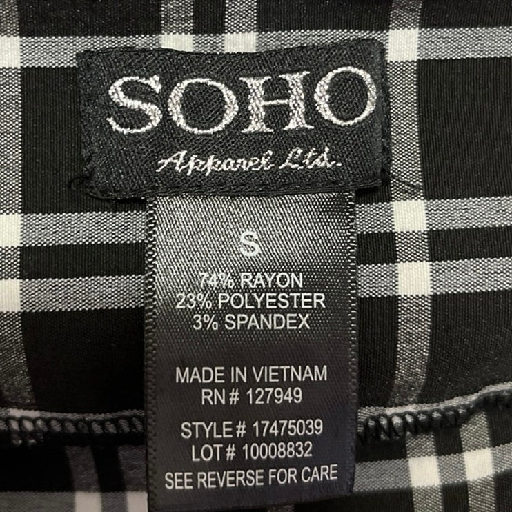 Soho Womens Black Plaid Checkered Skinny High Rise Trousers Leggings Pants Size S