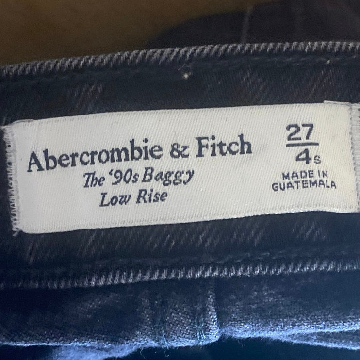 Abercrombie & Fitch The 90s Baggy Low Rise Black Wide Leg Denim Jeans Size 27