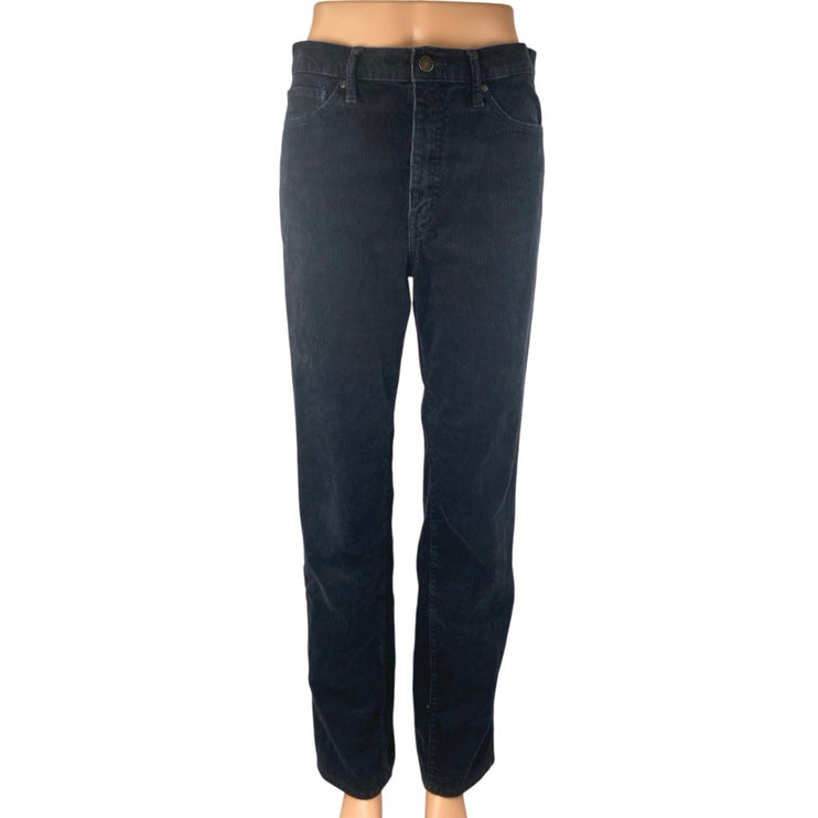 Uniqlo Women's Black Corduroy High Waisted Straight Leg Denim Jeans Pants Sz 27