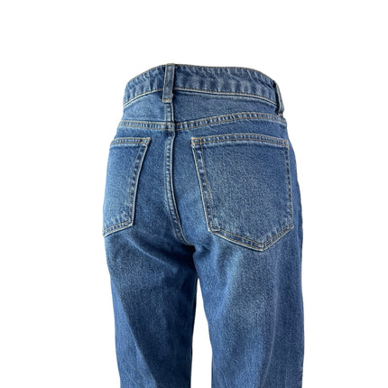 H&M Women's Blue Medium Wash High Waisted Straight Leg Denim Jeans Size 4