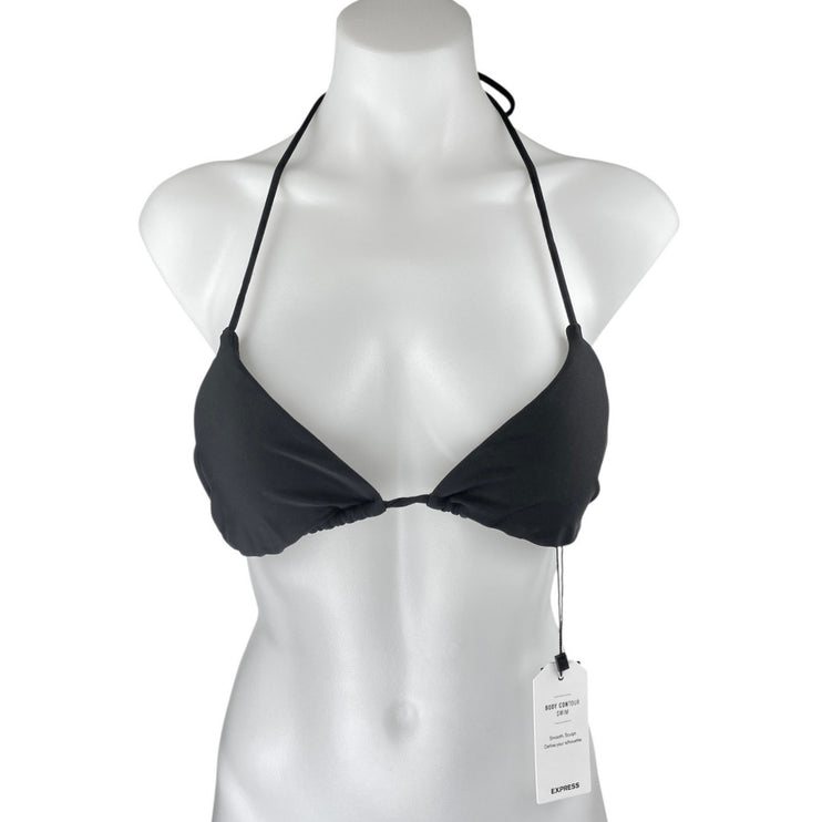 NEW Express Body Contour Swim Black Triangle Halter Bikini Swimwear Top Size S