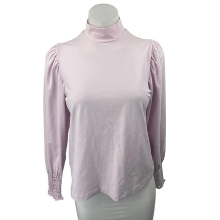 & Other Stories Women's Pink Mock Neck Long Puff Sleeve Sweater Shirt Top Size S