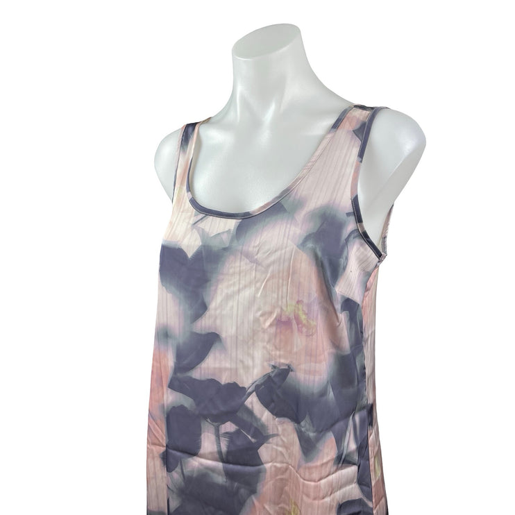Danskin Purple Pink Floral Sleeveless Scoop Neck Backless Tank Midi Dress Size S