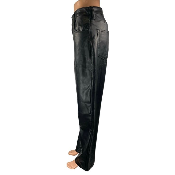 Abercrombie & Fitch The 90s Straight Ultra High Rise Black Faux Leather Pants 8
